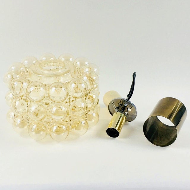 Metal Large Mid-Century Amber Bubble Glass Ceiling Light by Helena Tynell for Limburg, Germany, 1960s For Sale - Image 7 of 10