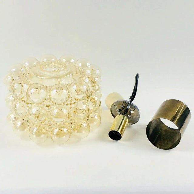 Metal Large Mid-Century Modern Amber Bubble Glass Pendant Light by Helena Tynell for Limburg, Germany, 1960s For Sale - Image 7 of 10