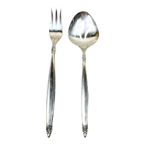 Vintage Rogers Brothers Silver Plated Slotted Spoon and Seafood Cocktail Fork- A Pair