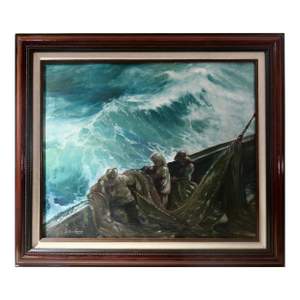 Lydia Vercinsky Rough Sea In California Coast C. 1980 Painting