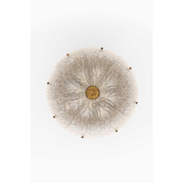 Scandinavian Modern Ceiling Lamp in Brass and Glass attributed to Carl Fagerlund, 1960s For Sale - Image 3 of 9