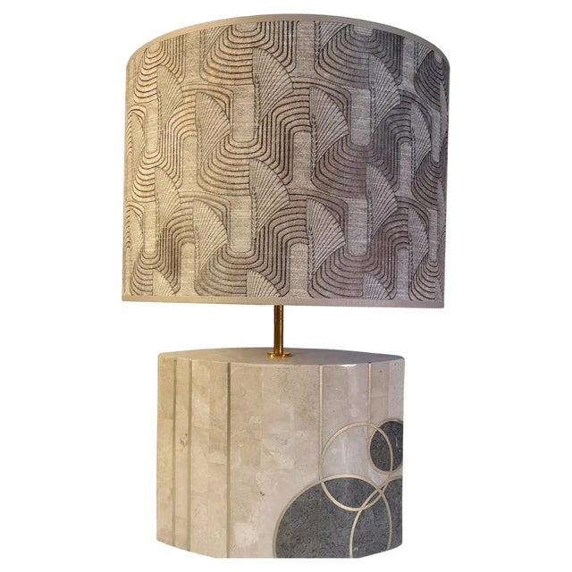 Art Deco Marble Table Lamp With Brass Inlay For Sale - Image 11 of 11