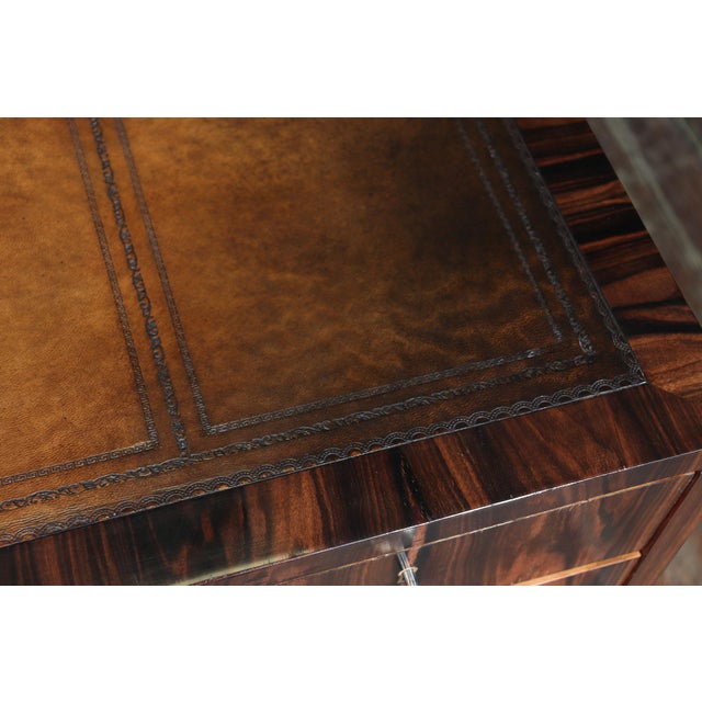 Art Deco Italian Macassar Ebony Desk with Leather Top, 1950s For Sale - Image 11 of 18