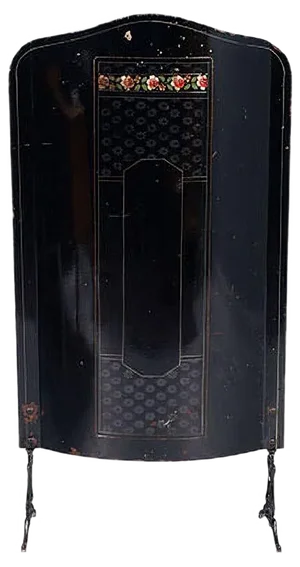 Art Nouveau Fire Screen with Hand Enameled Floral Motif