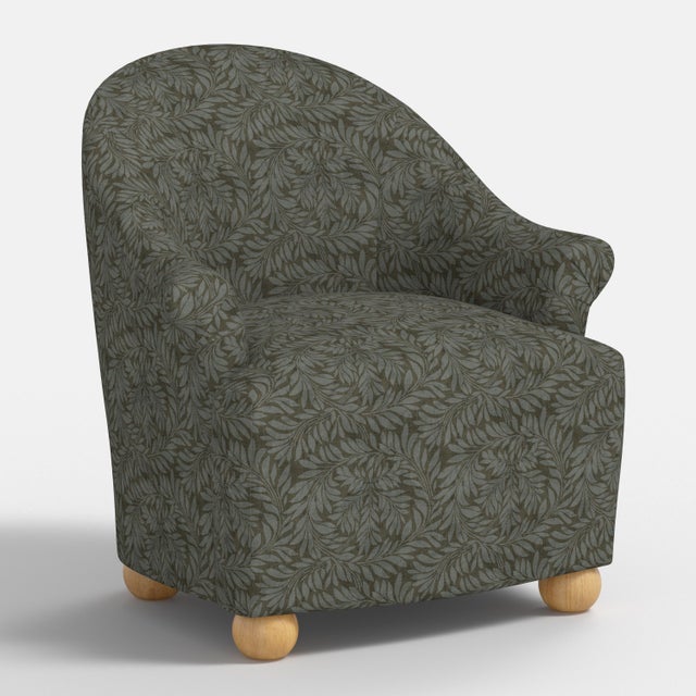 Spritely Home Stoffer Home x Cloth & Company Marie Bun Foot Chair in Geogian Vine Olive and Slate For Sale - Image 4 of 8