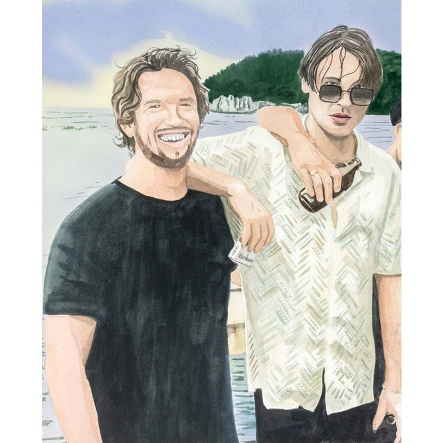 Contemporary David Risley Friends on the Lake Watercolor For Sale - Image 3 of 5