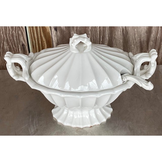 Vintage Regency Red Cliff Stoneware Glazed Ceramic Tureen For Sale In West Palm - Image 6 of 8
