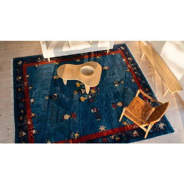 1920s Blue Vase Floral Antique Chinese Peking Rug 9' 1'' X11' 6'' Handknotted Wool Carpet For Sale - Image 12 of 12