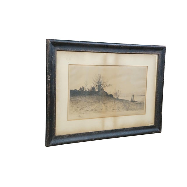 Victorian Antique Edward Loyal Field Signed Lake Champlain Landscape Etching 31" For Sale - Image 3 of 12