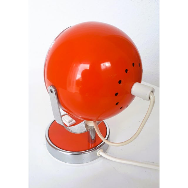 Metal Space Age Orange Ball Table Lamp, 1970s For Sale - Image 7 of 9