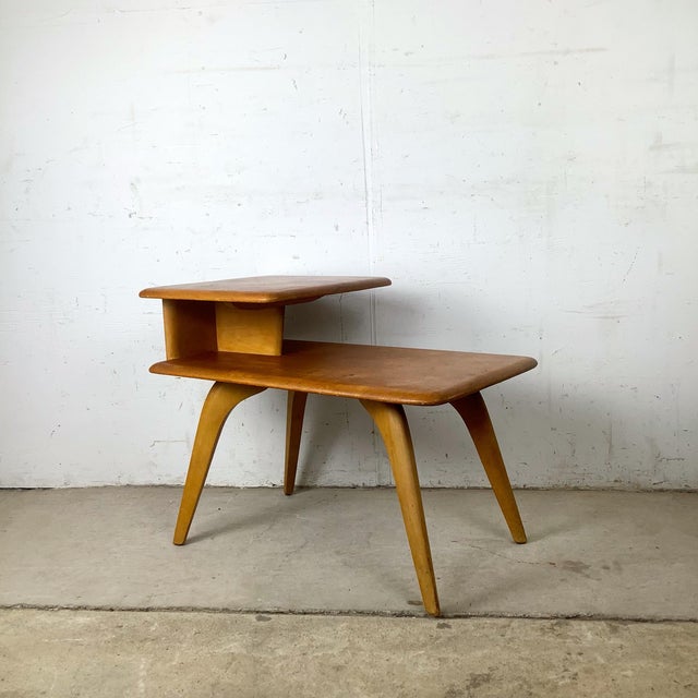 Mid-Century Modern Heywood-Wakefield Birch Step End Table in Wheat Finish For Sale - Image 3 of 12