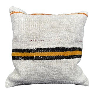 Turkish Hemp Pillow Cushion Natural Beige Orange Cushion Cover 20"x20" For Sale