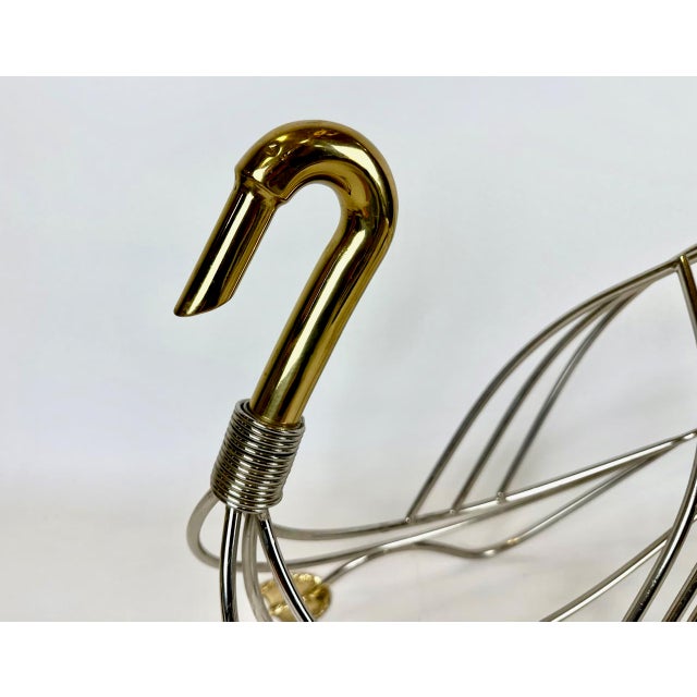 Gold Regency Swan Chrome and Brass Magazine Rack, 1970s For Sale - Image 8 of 13