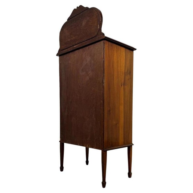 Wood Antique English Mahogany Display Cabinet with Mirror, 1900s For Sale - Image 7 of 11
