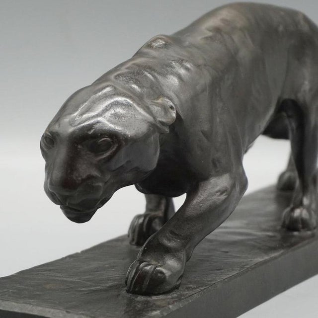 Metal Albert Wille, Art Deco Patinated Big Cat, 1920s-1940s, Bronze For Sale - Image 7 of 12