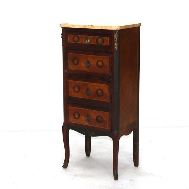 Antique Satinwood, Rosewood & Ormolu Marble Top Lingerie Chest C1900 For Sale - Image 6 of 12