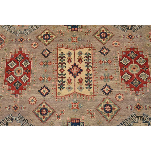 Kazak Rug 8’1” X 10’2” Gray Wool Tribal Hand-Knotted Oriental Carpet For Sale In Philadelphia - Image 6 of 14