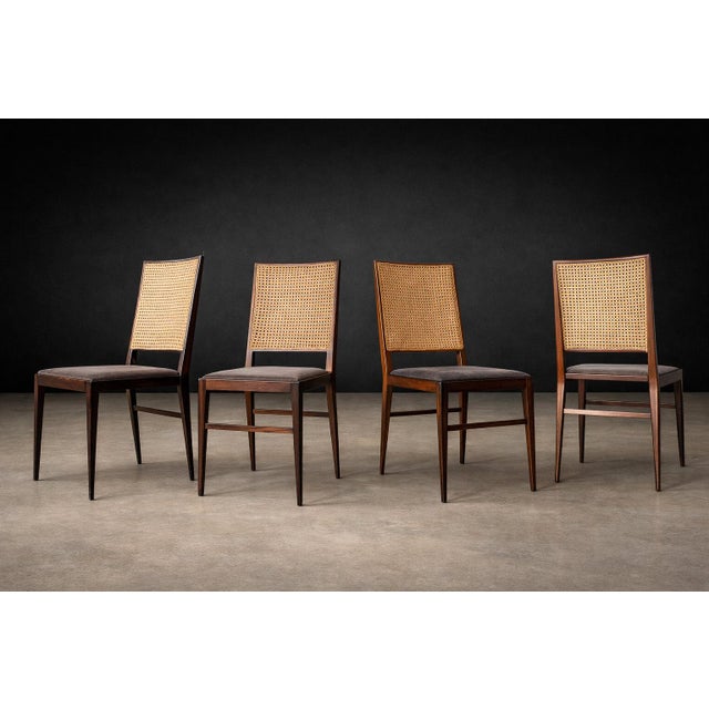 Brazilian Modern Set of Four Rosewood & Cane Dining Chairs by Celina, Brazil, 1960s - Lot 564B For Sale - Image 9 of 16