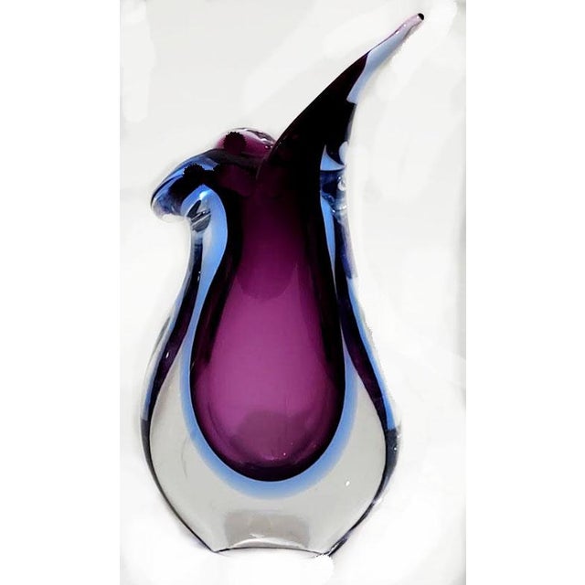 Stunning Mid-Century Modern Murano teardrop Sommerso vase. This is a modern abstract art glass vase. This style of glass...