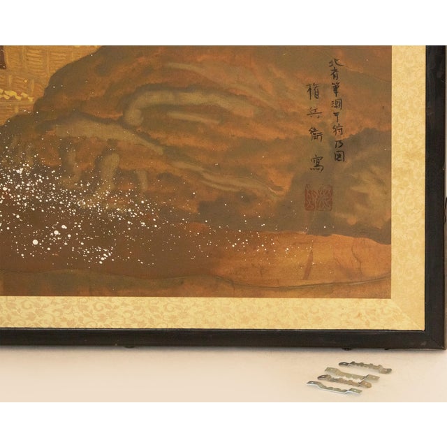After Hokusai "View of Gathering Shellfish at Low Tie", Shōwa Era Japanese Byobu Screen For Sale - Image 10 of 12