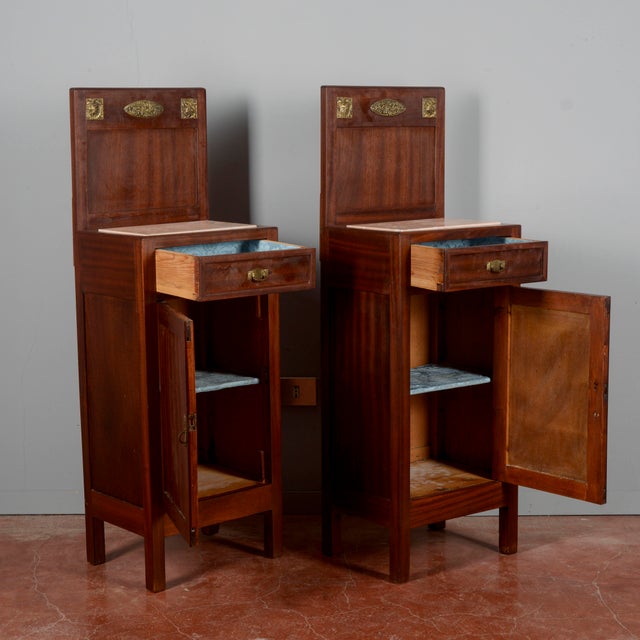 Art Nouveau Bedside Tables with Marble Tops, 1890s, Set of 2 For Sale - Image 18 of 18