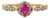 Oval Cut Ruby & Diamond Floral Halo Vintage Ring Size 8 in 14k Yellow Gold For Sale