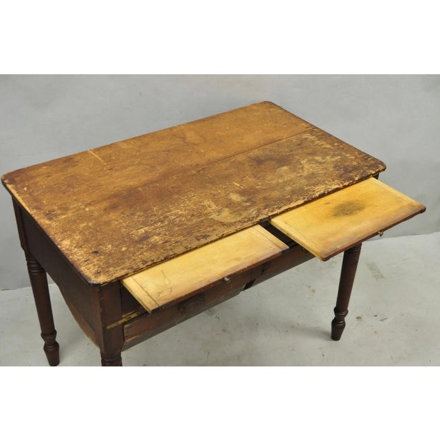 Antique French Country Primitive Possum Belly Pine Wood Bakers Work Table For Sale - Image 16 of 18