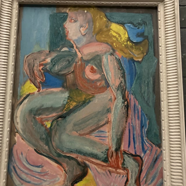 Original 18 x 24 painting on canvas board unsigned Overall size with vintage frame is 22 x 28