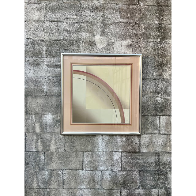 Mid-Century Modern Abstract Artwork "Espacio 2" Framed and Igned by the Artitst. Circa 1970s For Sale - Image 14 of 17