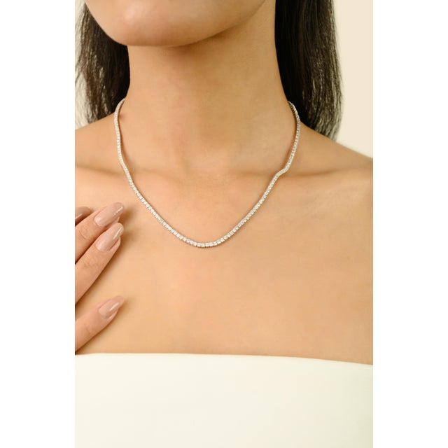 6.72 Ct Round Cut Natural Diamond Necklace Vintage Wedding Jewelry in 14k White Gold For Sale - Image 10 of 18