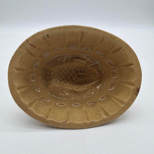 Antique Yellowware Pineapple Pudding Mold, Probably English, 19th Century For Sale - Image 4 of 13