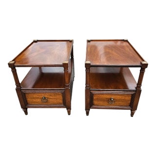 Morganton Tidewater Collection Genuine Mahogany Side Tables, Pair For Sale