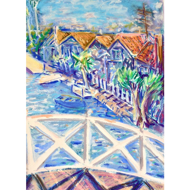 2010s Contemporary "Venice Canal, California" Painted Mono Print on Paper For Sale - Image 5 of 6