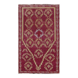 Antique Kirsehir Rug in Red With Gold Geometric Patterns, From Rug & Kilim For Sale