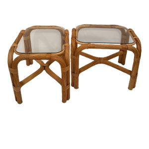 Twisted Rattan End Tables -a Pair