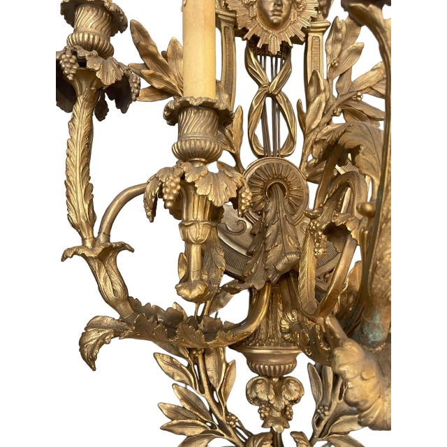 Pair of Late 19th Century French Louis XVI Style Bronze Sconces For Sale - Image 4 of 8