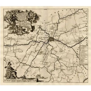 Antique Map of the Franekeradeel Township Friesland by Halma, 1718 For Sale