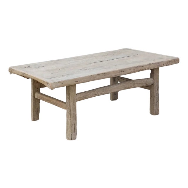 Vintage Bleached Elm Coffee Table For Sale