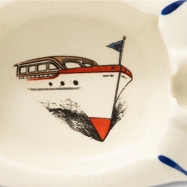 Traditional Porcelain Sport Yacht Ashtray For Sale - Image 3 of 3