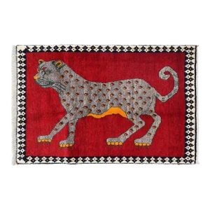 Red Color Hand Knotted Shiraz Cheetah Rug