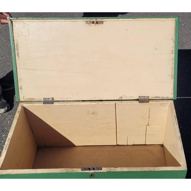 Farmhouse Antique Green Painted 19th Century Storage Chest For Sale - Image 3 of 9