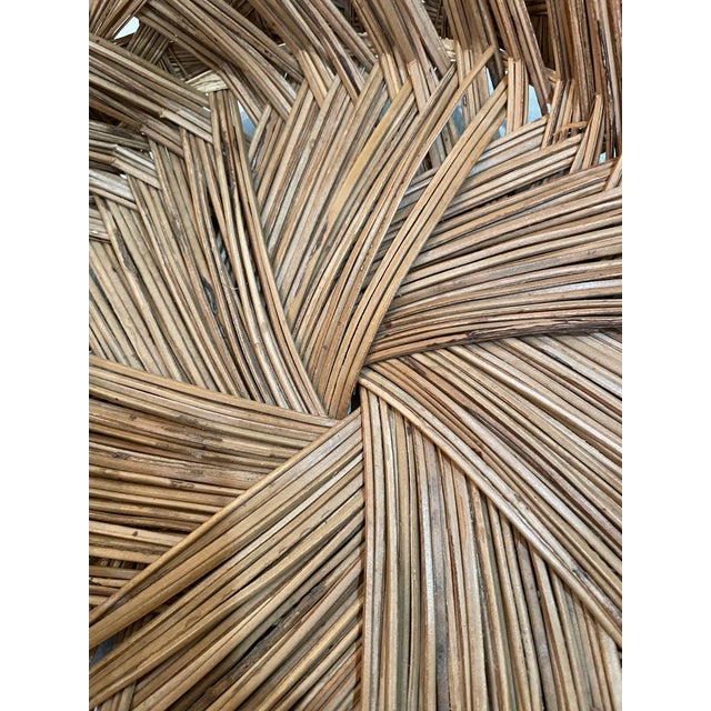 Mid 20th Century Vintage Artisan Handcrafted Round Rattan Basket For Sale - Image 5 of 11