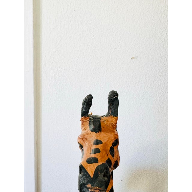 Hand Made Vintage Leather-Wrapped Giraffe Safari Sculpture For Sale - Image 10 of 12