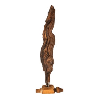 Signed Abstract Rustic Driftwood "Howling Wolf" Sculpture in Solid Beach Driftwood by Emlen Drayton, Usa, C. 2000s For Sale