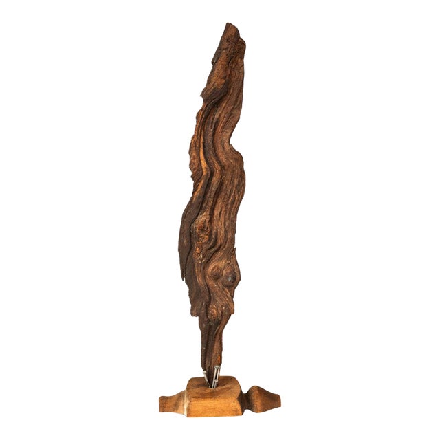 Signed Abstract Rustic Driftwood "Howling Wolf" Sculpture in Solid Beach Driftwood by Emlen Drayton, Usa, C. 2000s For Sale