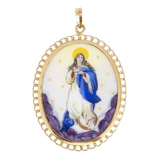 Our Lady of the Immaculate Conception Medal in 19.2k Gold. For Sale