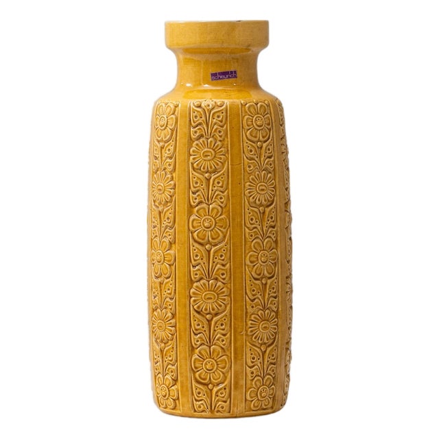 1960s German W. Germany Mid-Century Modern Yellow Mustard Ceramic Vase For Sale