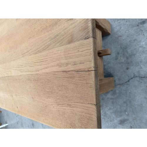 Solid Oak Farmhouse Table For Sale - Image 9 of 14