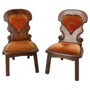 Low Mid-Century French Oak Side Chairs in Swiss Alp Style, 1960, Set of 2
