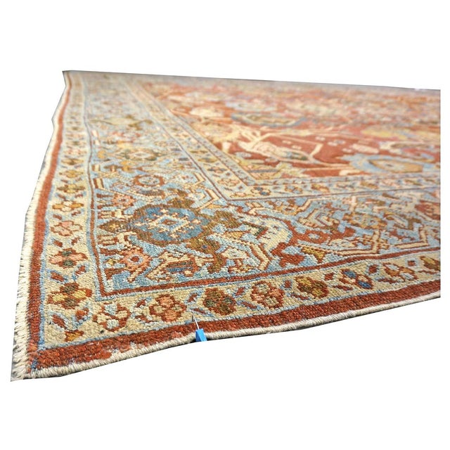 Antique Persian Sultanabad Wool 9 x 12 Rust, Navy & Ivory Handmade Area Rug #1140095 For Sale - Image 9 of 12